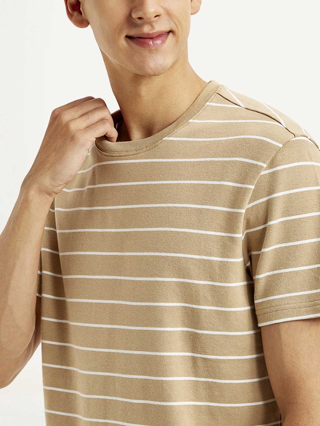 Men's Striped Slim Fit Linen T-shirt - Image 4