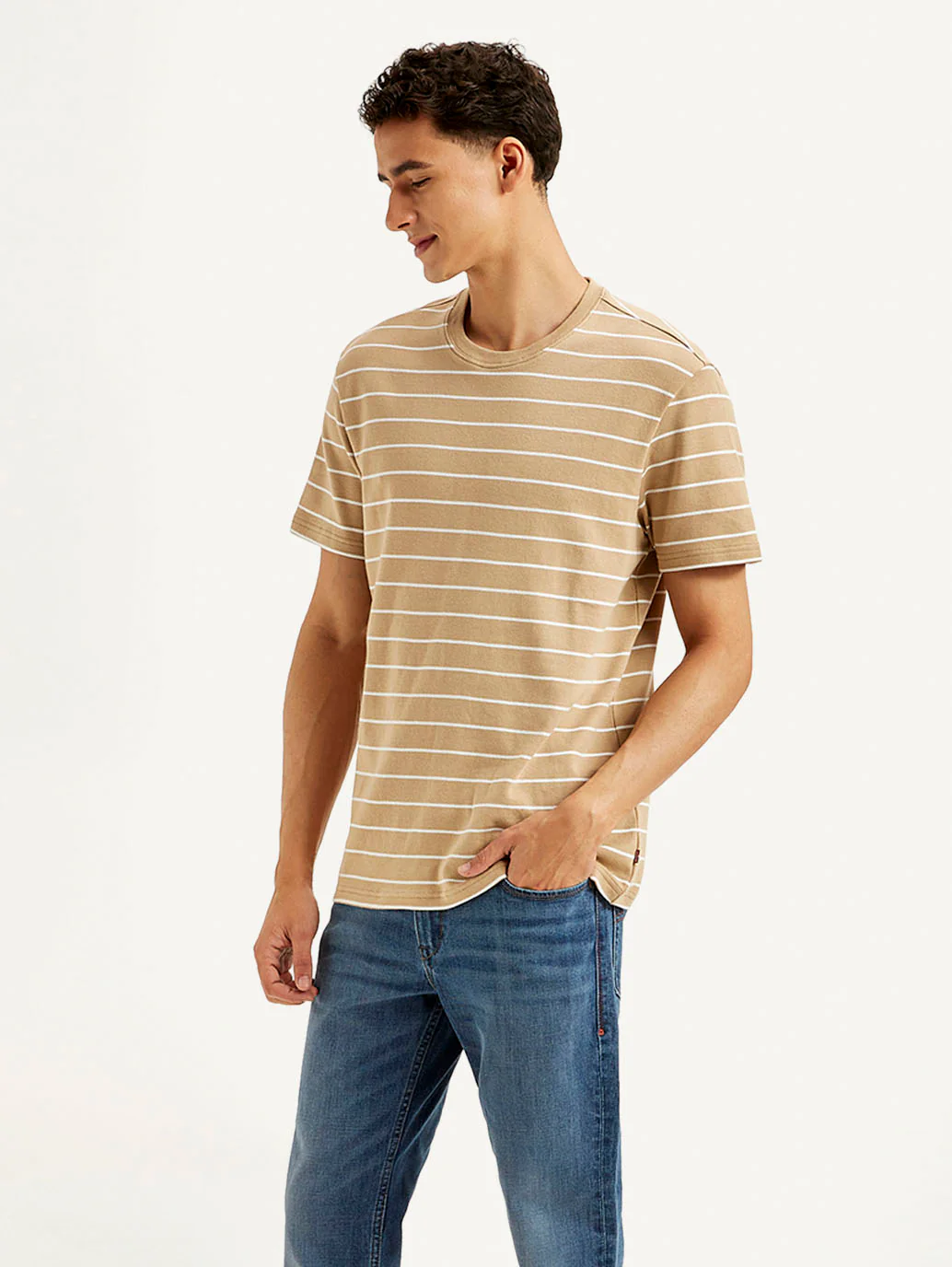 Men's Striped Slim Fit Linen T-shirt - Image 5