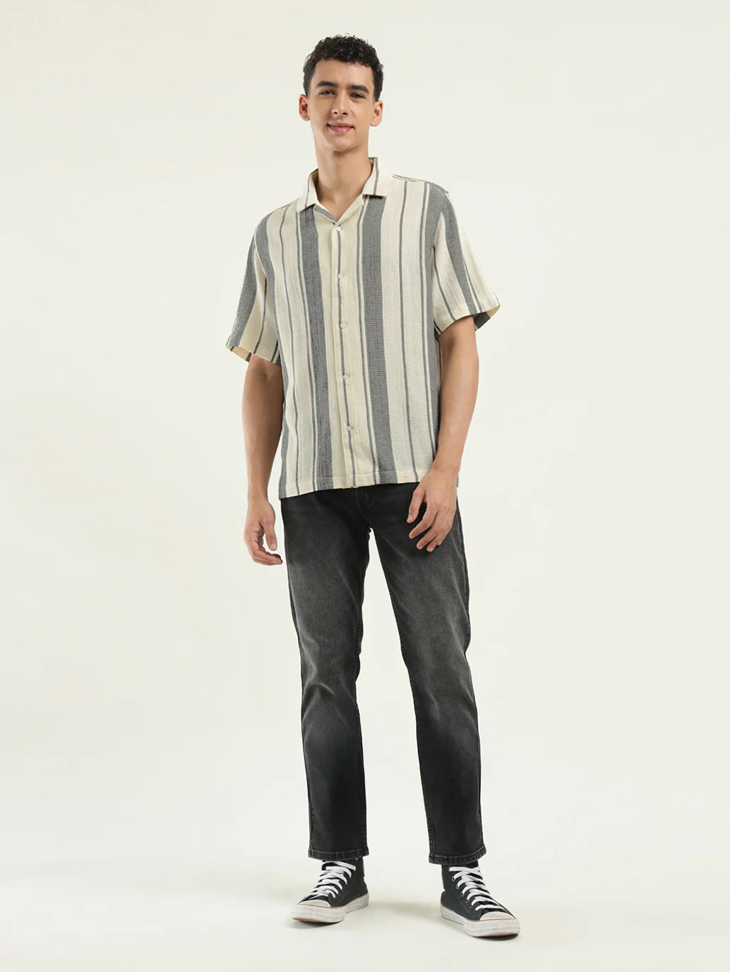 Men's Striped Spread Collar Shirt - Image 6