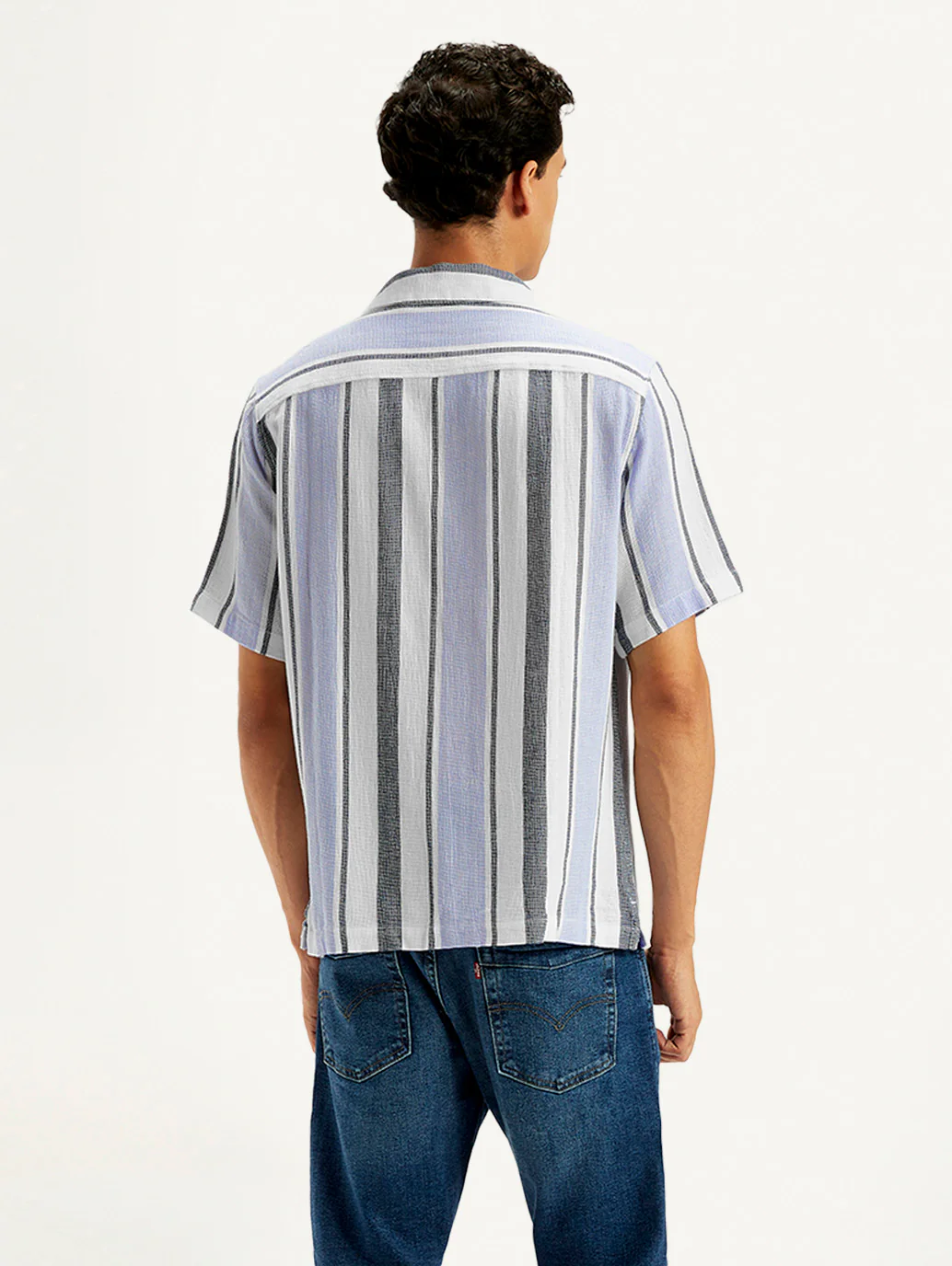 Men's Striped Spread Collar Shirt - Image 3