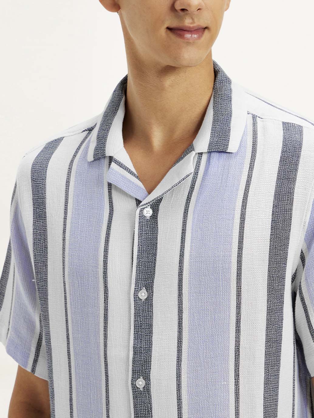 Men's Striped Spread Collar Shirt - Image 4
