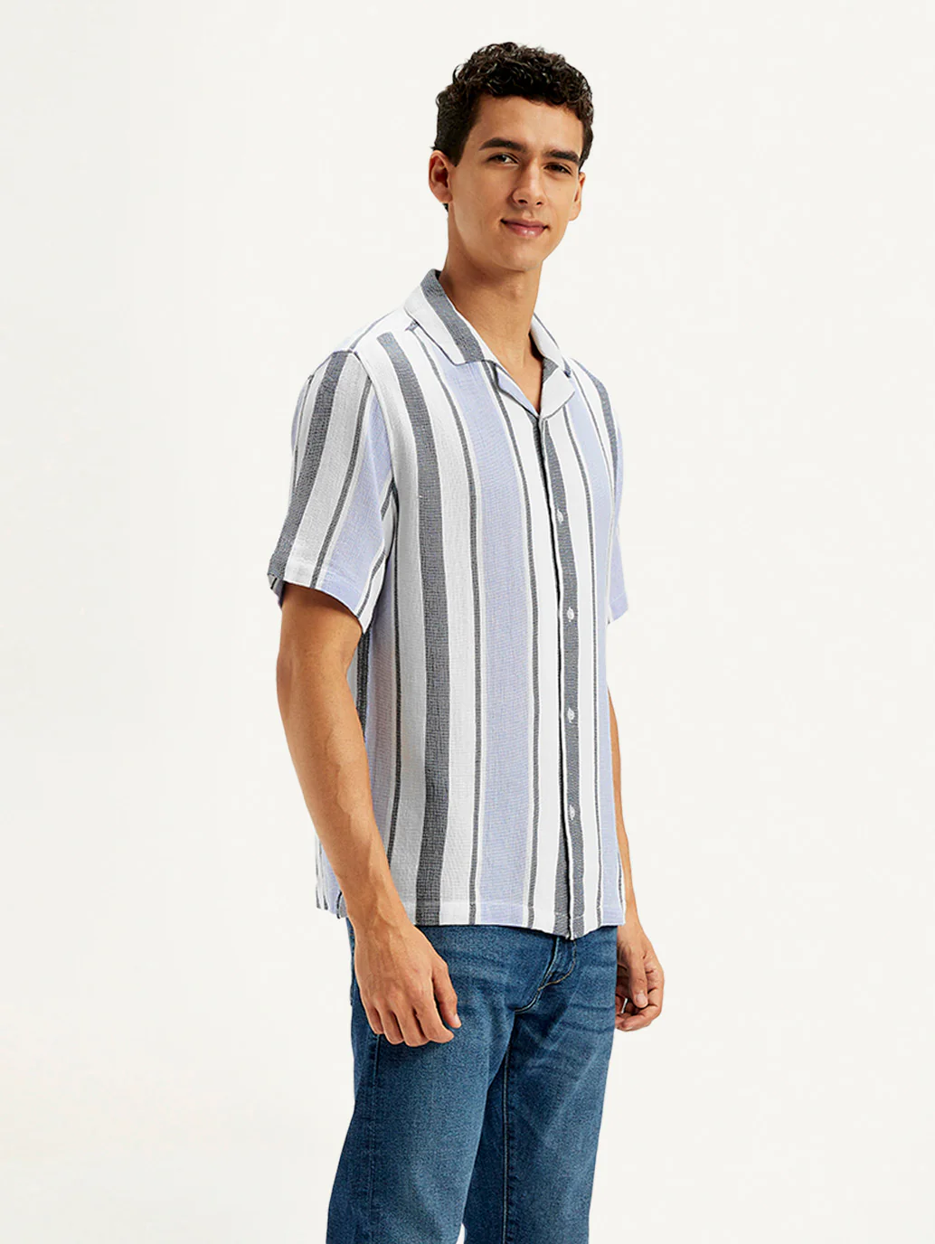 Men's Striped Spread Collar Shirt - Image 5