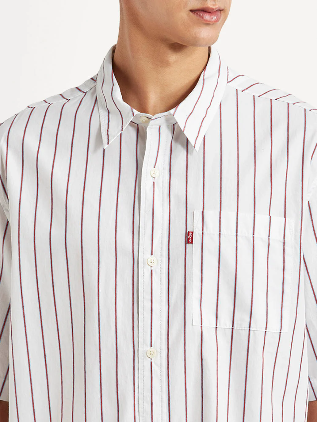 Men's Striped White Boxy Shirt - Image 4