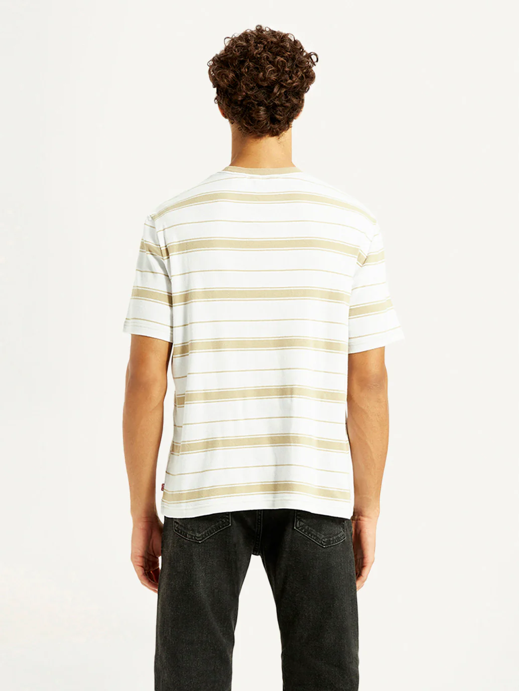 Men's Striped White Crew Neck T-shirt - Image 3