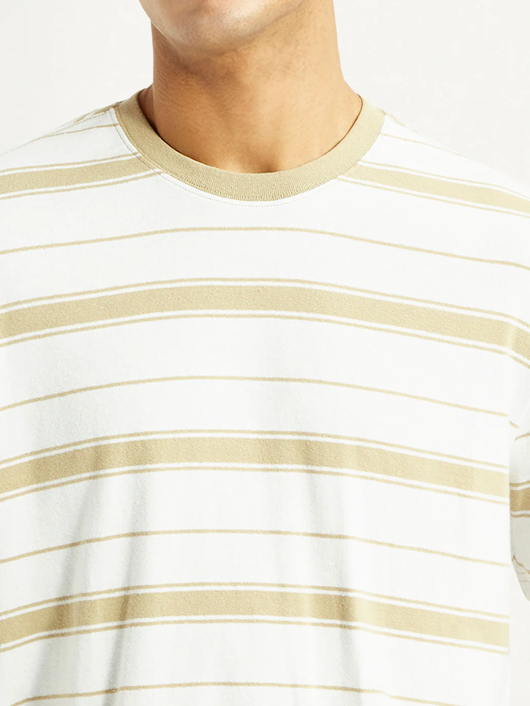 Men's Striped White Crew Neck T-shirt - Image 4