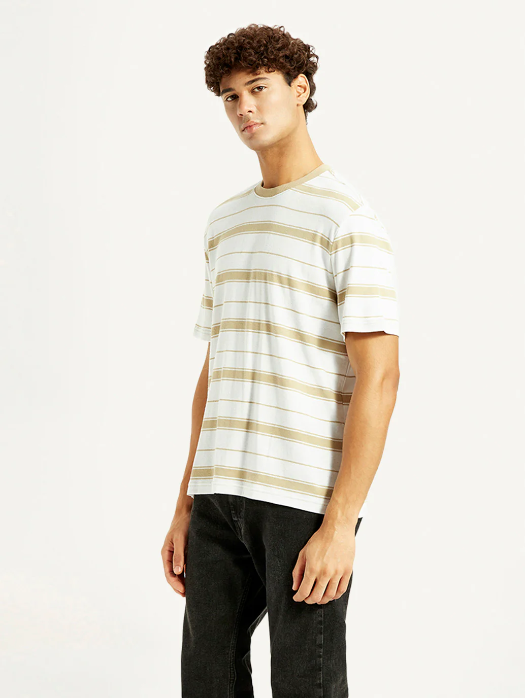 Men's Striped White Crew Neck T-shirt - Image 6