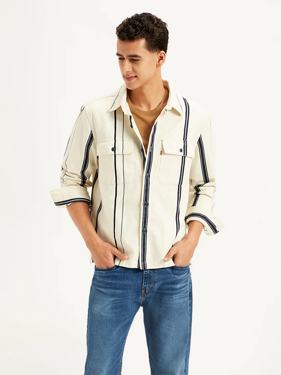 Men's Striped Regular Fit Shacket
