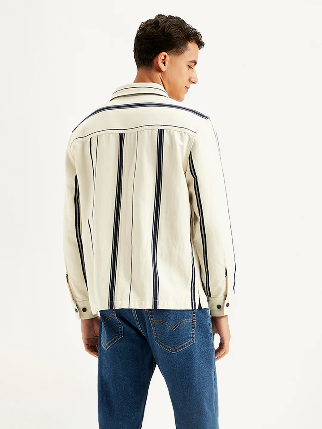 Men's Striped Regular Fit Shacket - Image 3
