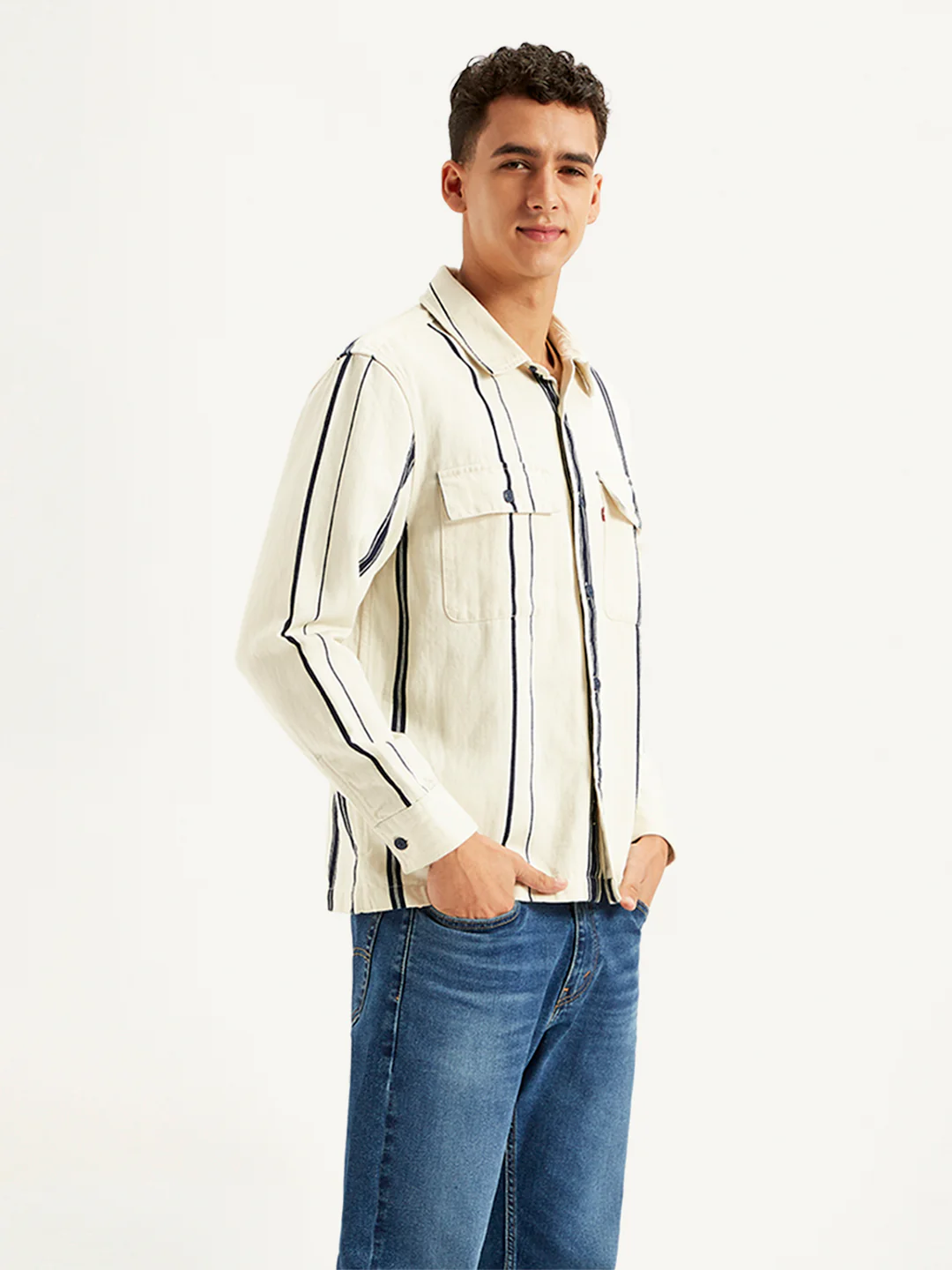 Men's Striped Regular Fit Shacket - Image 4