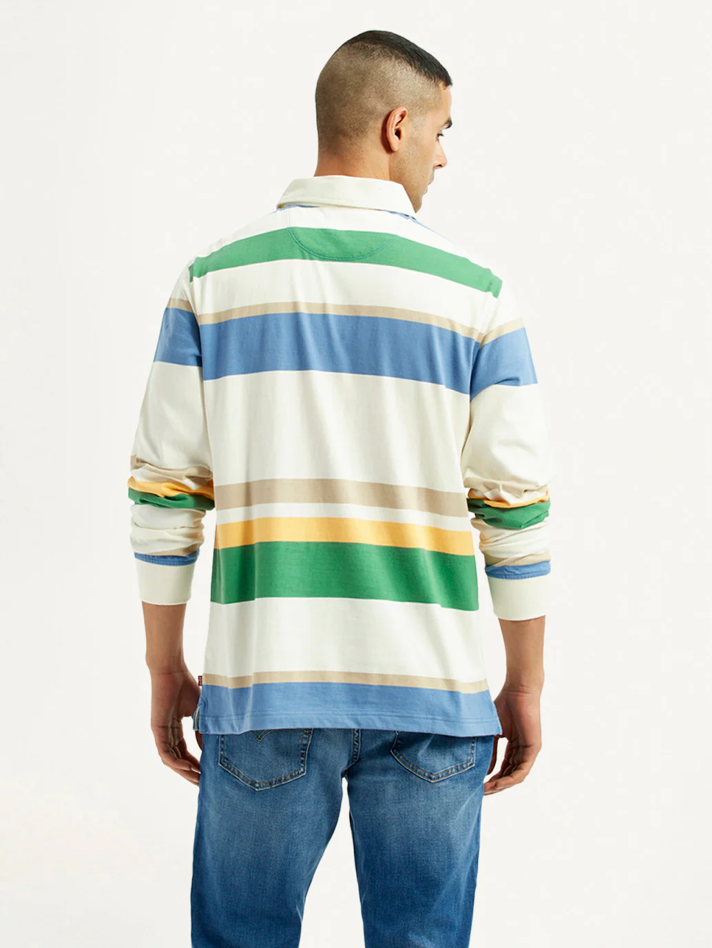 Men's Striped Multi Color Slim Fit Polo T-shirt - Image 2
