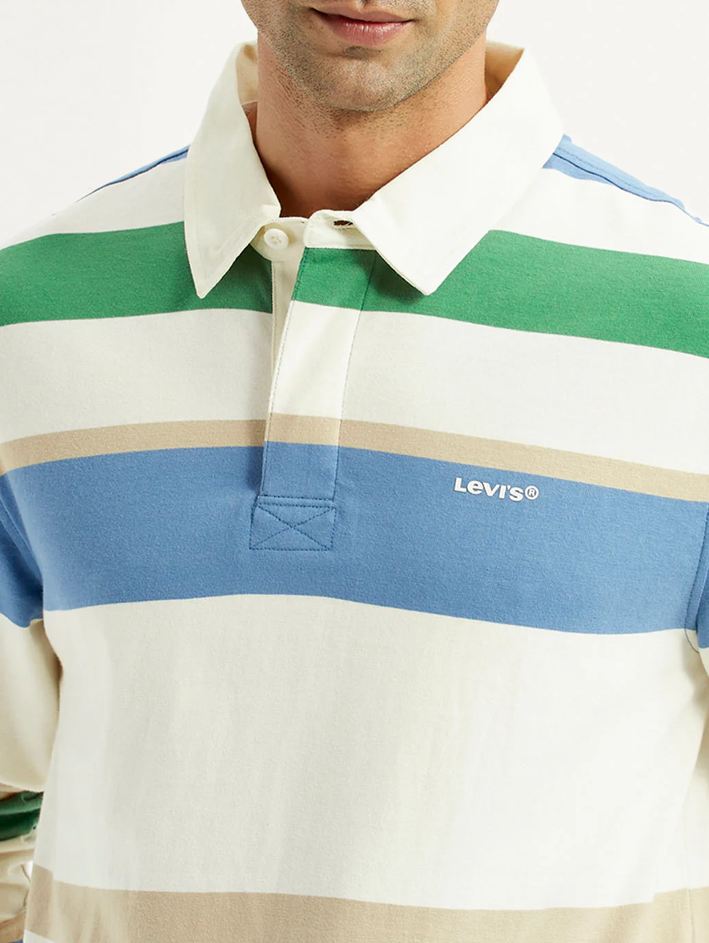 Men's Striped Multi Color Slim Fit Polo T-shirt - Image 4