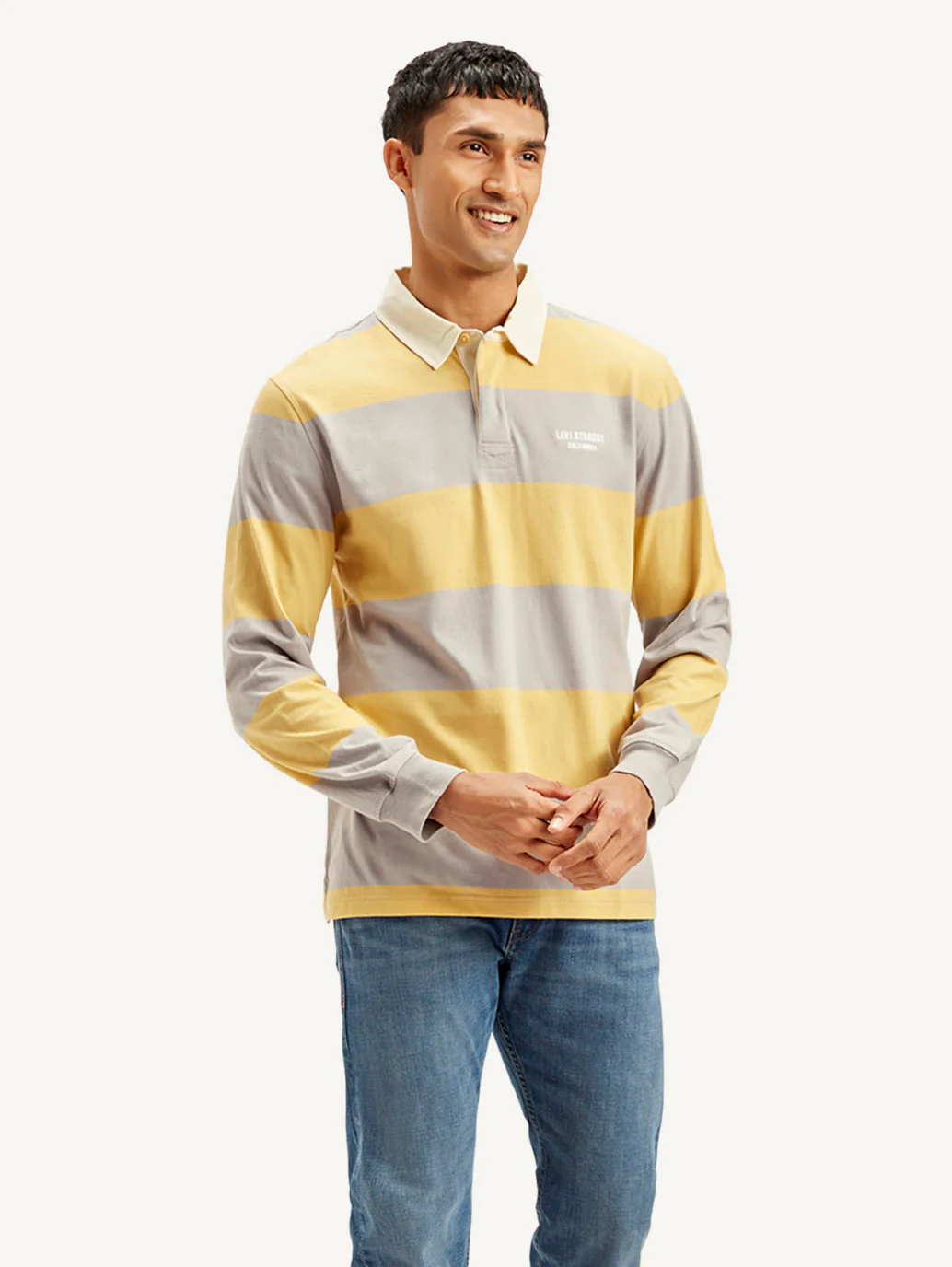 Men's Striped Yellow Polo T-shirt - Image 5