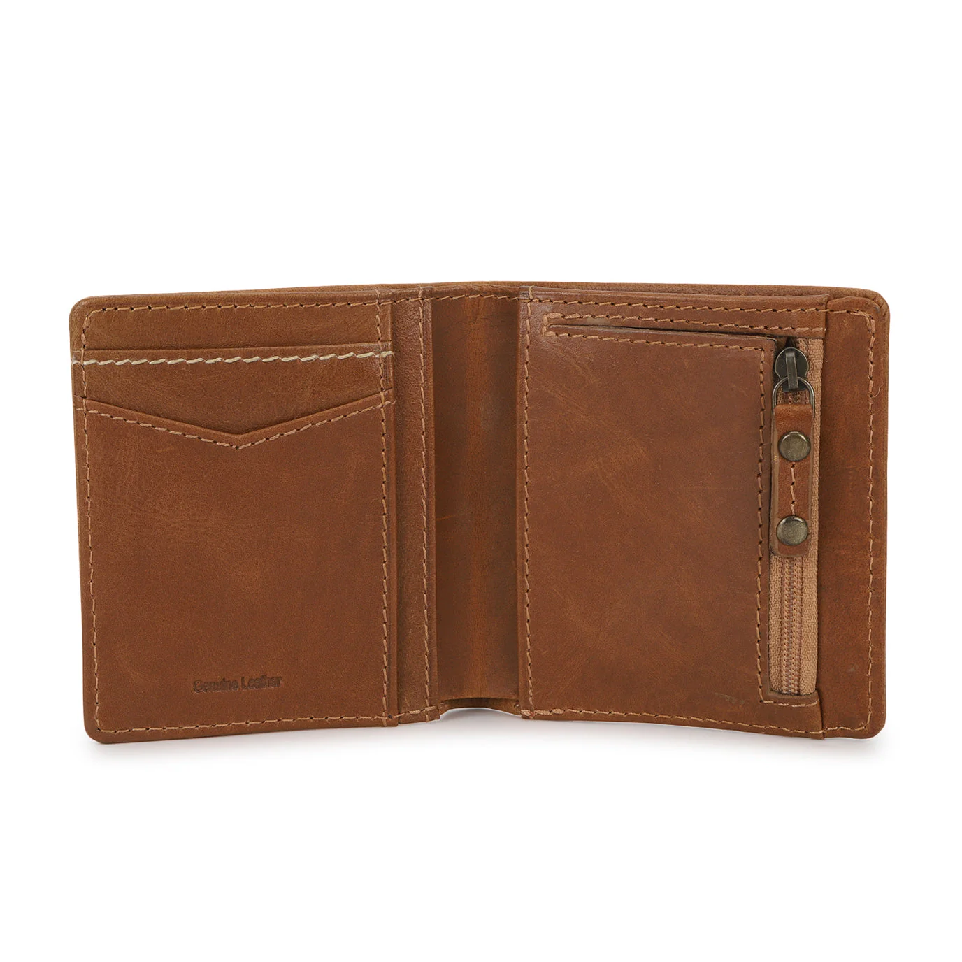 Men's Tan Brand Logo Bi-Fold Wallet - Image 3