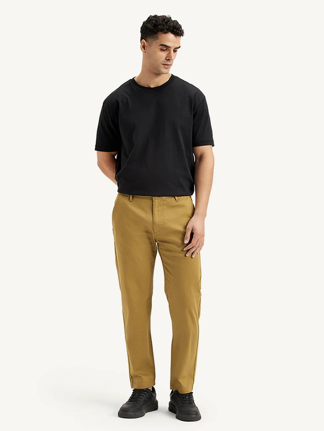 Men's Tan Regular Fit Chinos - Image 2