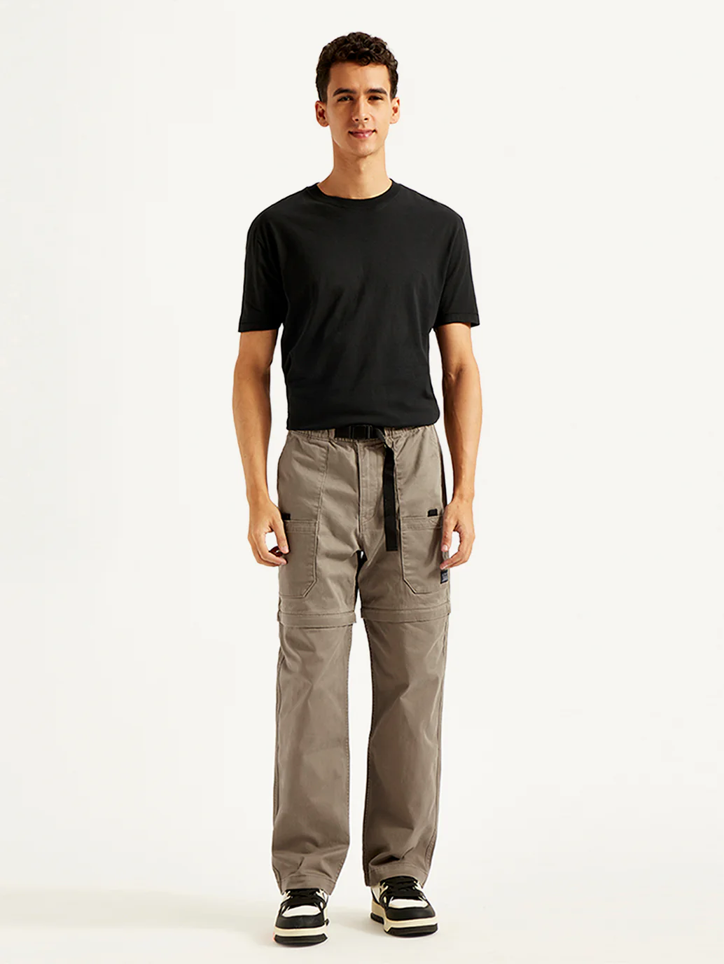 Men's Taupe Regular Fit Utility Cargo Trousers - Image 3