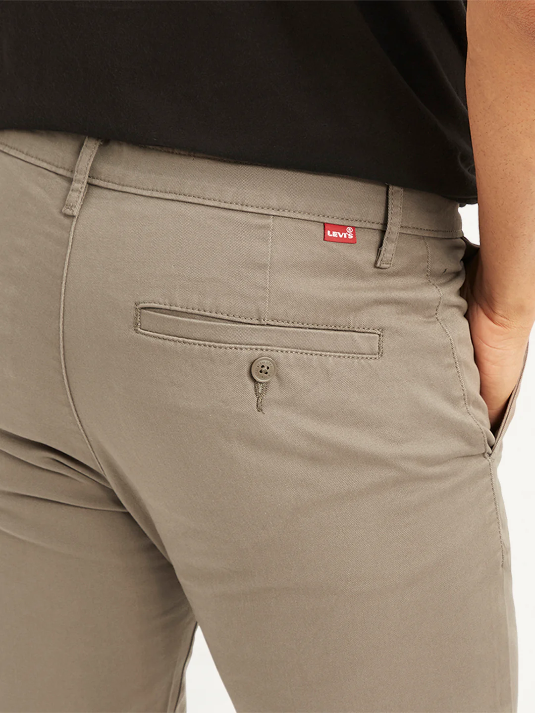 Men's Taupe Slim Fit Chinos - Image 3