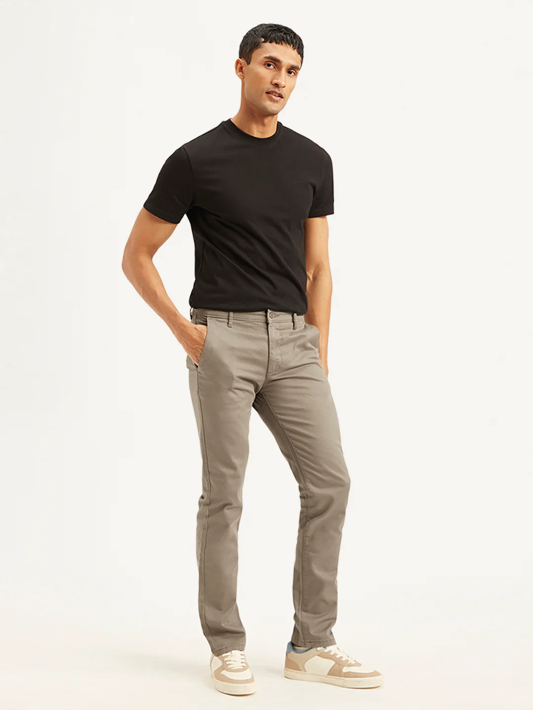 Men's Taupe Slim Fit Chinos - Image 4