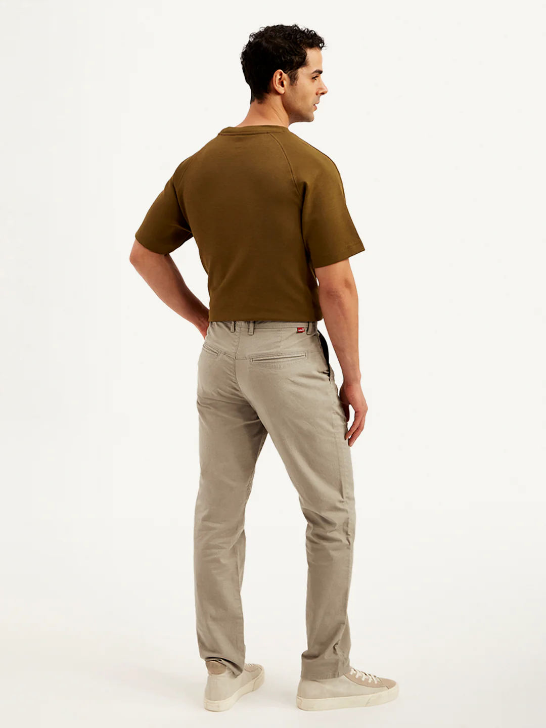 Men's Brown Authentic Straight Fit Linen Chinos - Image 3