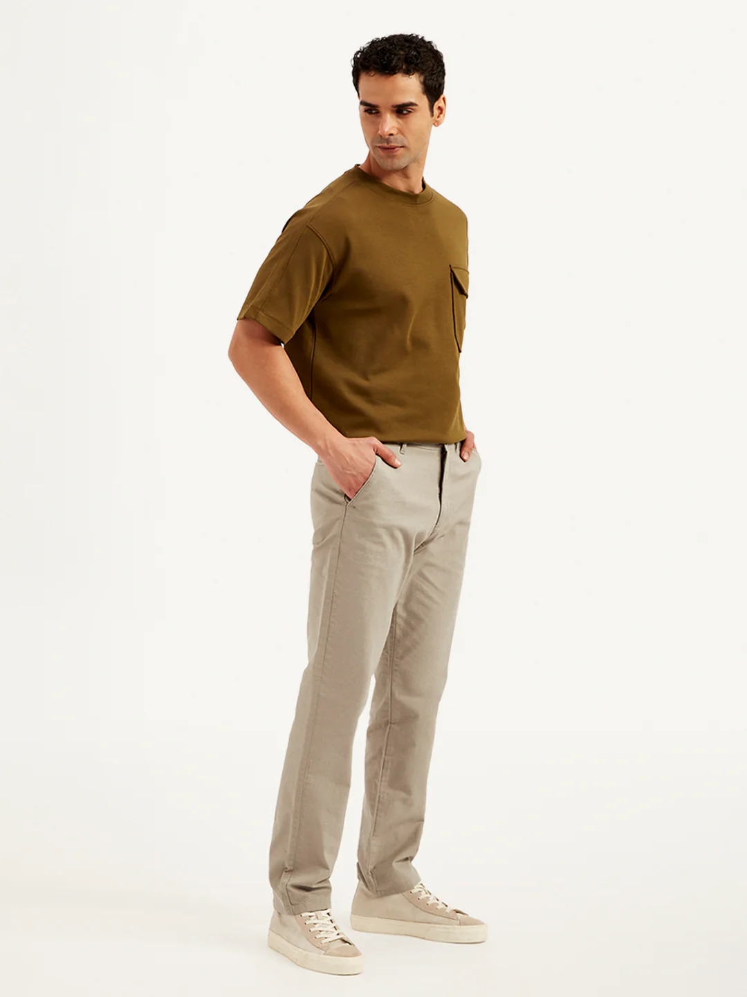 Men's Brown Authentic Straight Fit Linen Chinos - Image 4