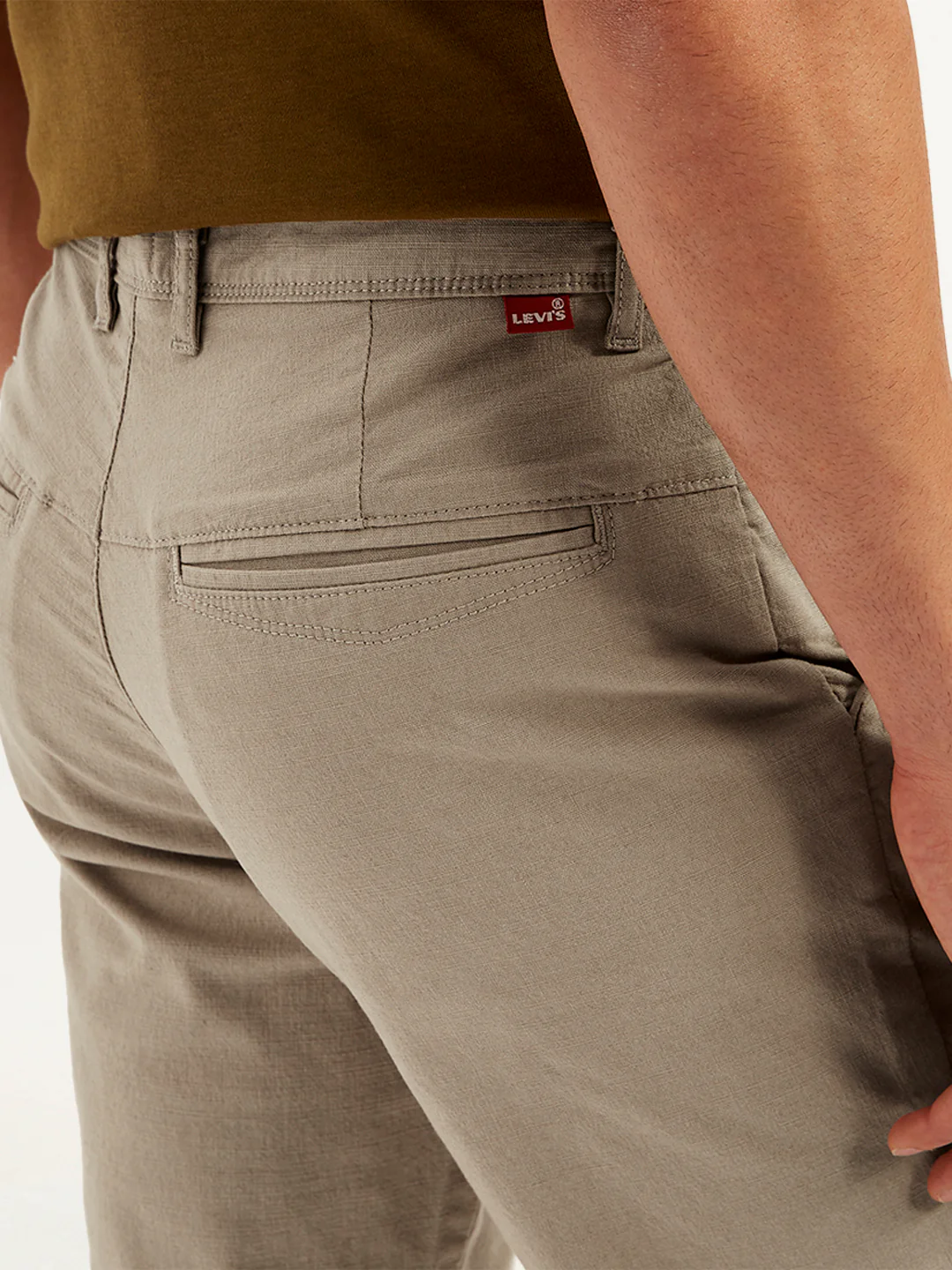 Men's Brown Authentic Straight Fit Linen Chinos - Image 5