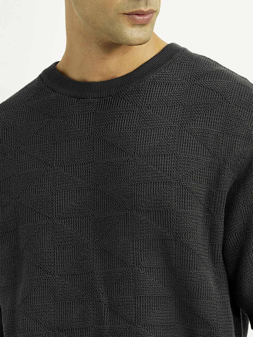Men's Textured Black Loose Fit T-Shirt - Image 4