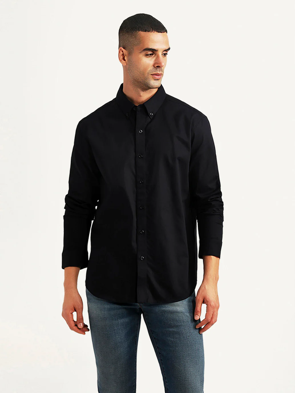 Men's Textured Black Slim Fit Shirt - Image 2