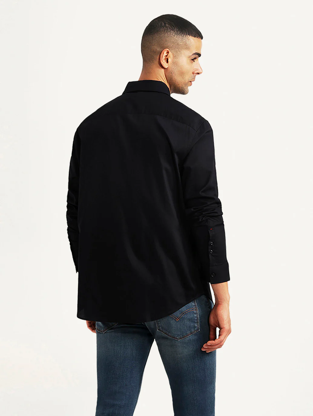 Men's Textured Black Slim Fit Shirt - Image 3
