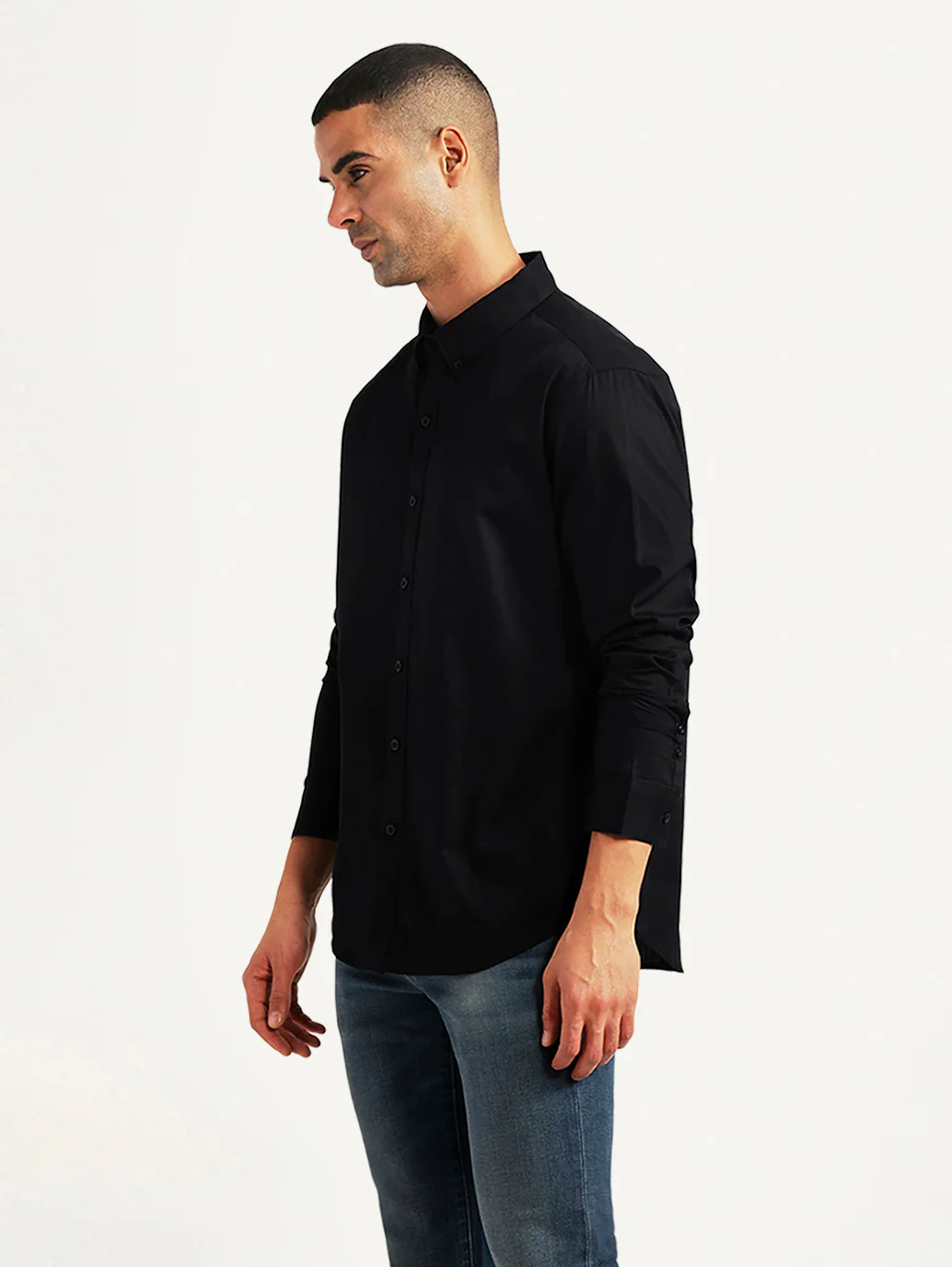 Men's Textured Black Slim Fit Shirt - Image 5
