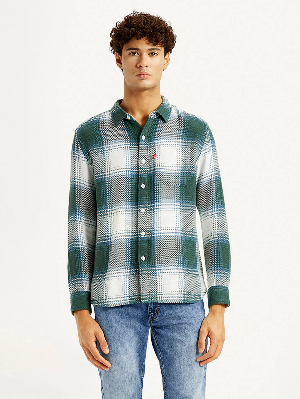 Men's Textured Green Slim Fit Shirt - Image 5