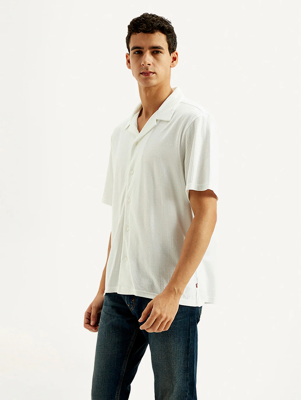 Men's Textured Slim Fit Resort Collar Knit Shirt - Image 5