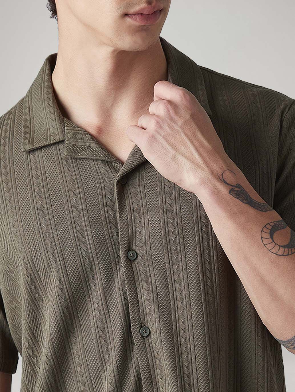 Men's Textured Relaxed Fit Shirt - Image 4