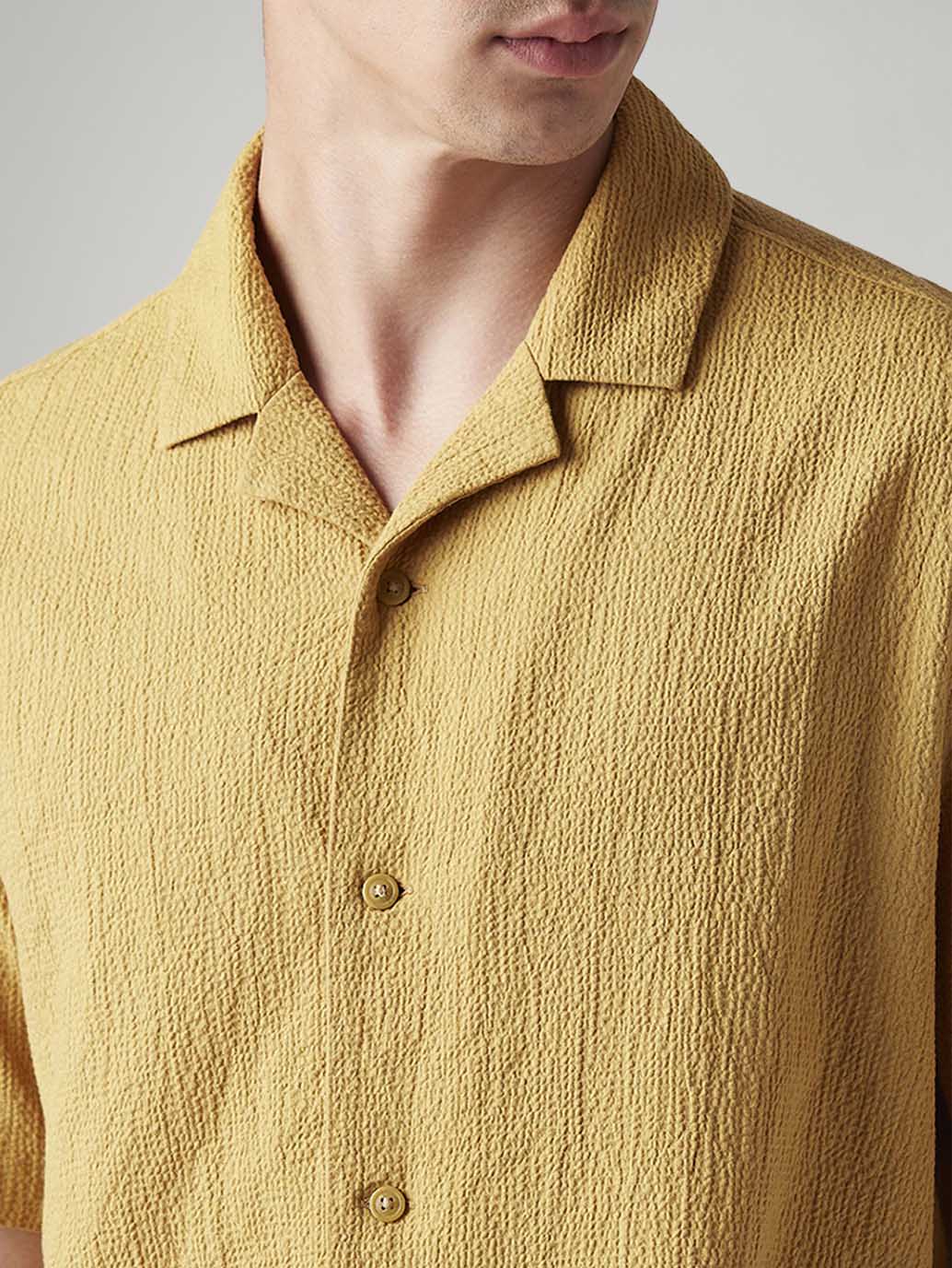 Men's Textured Relaxed Fit Camp Shirt - Image 3