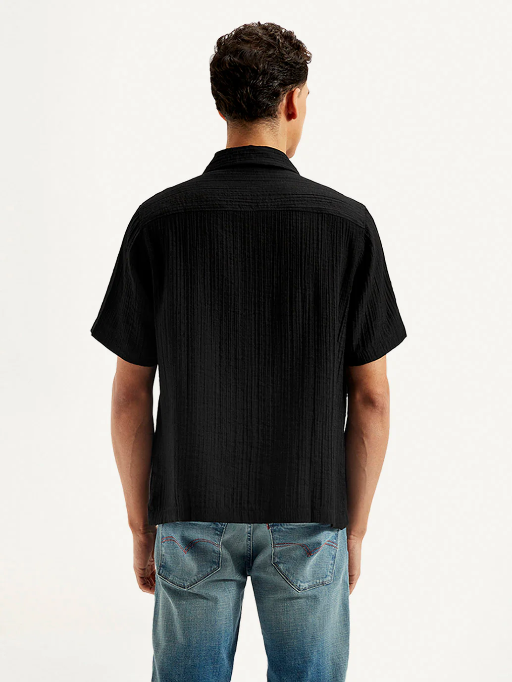 Men's Resort Collar Textured Loose Fit Shirt - Image 5