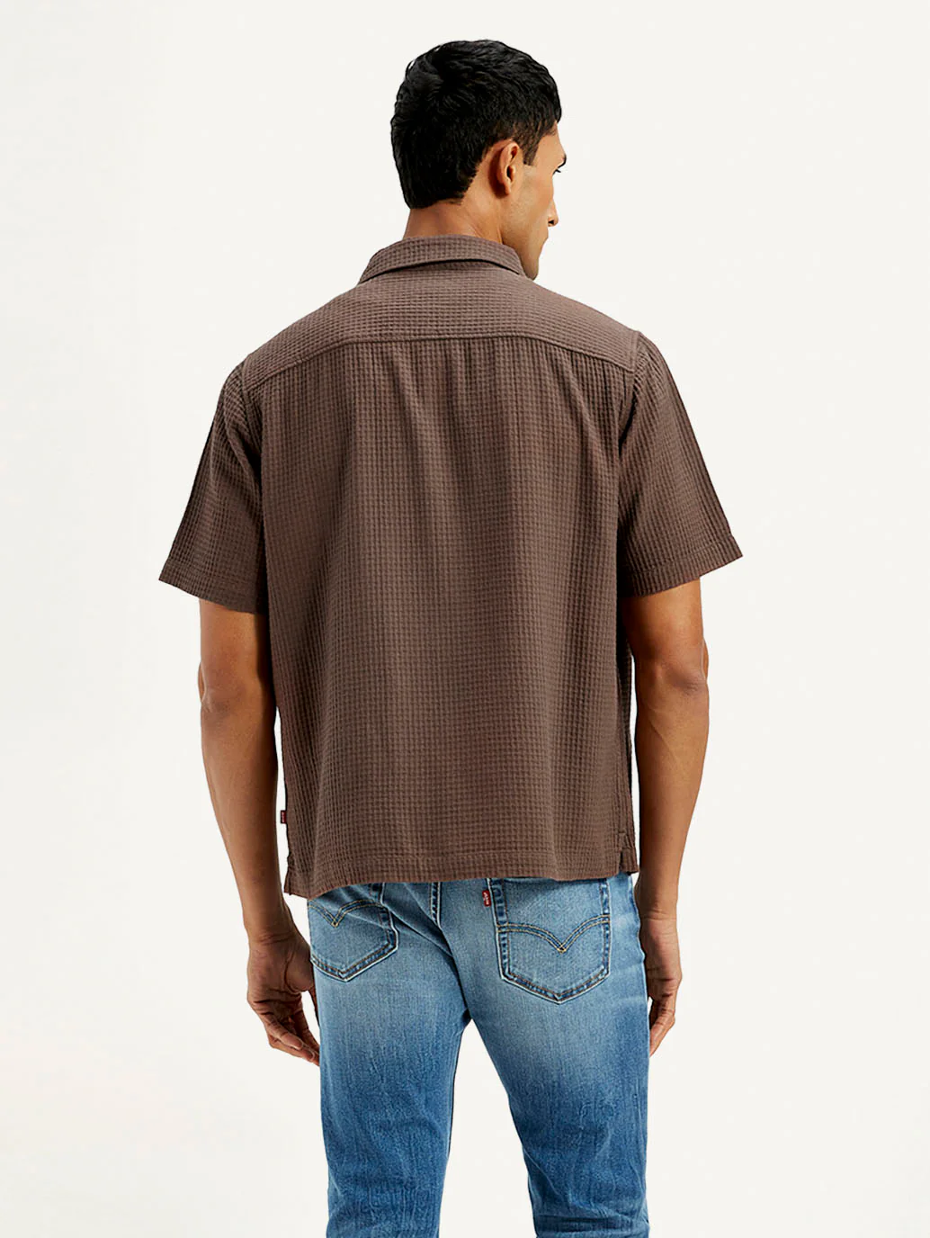 Men's Resort Collar Textured Loose Fit Shirt - Image 3