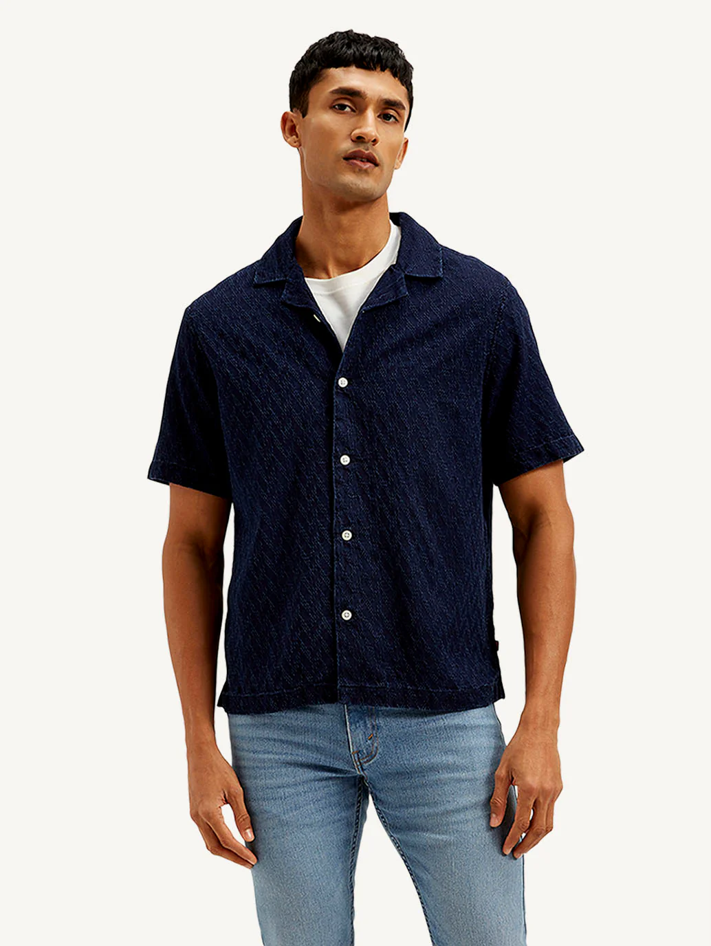 Men's Resort Collar Textured Loose Fit Shirt - Image 2