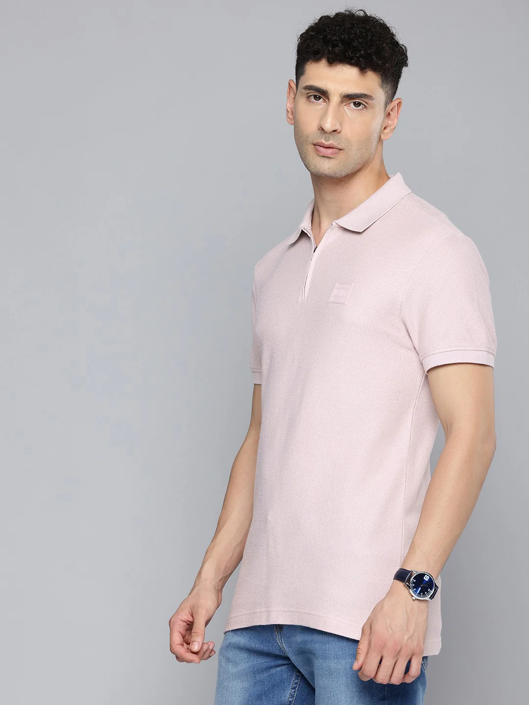 Men's Textured Slim Fit Polo T-Shirt - Image 2