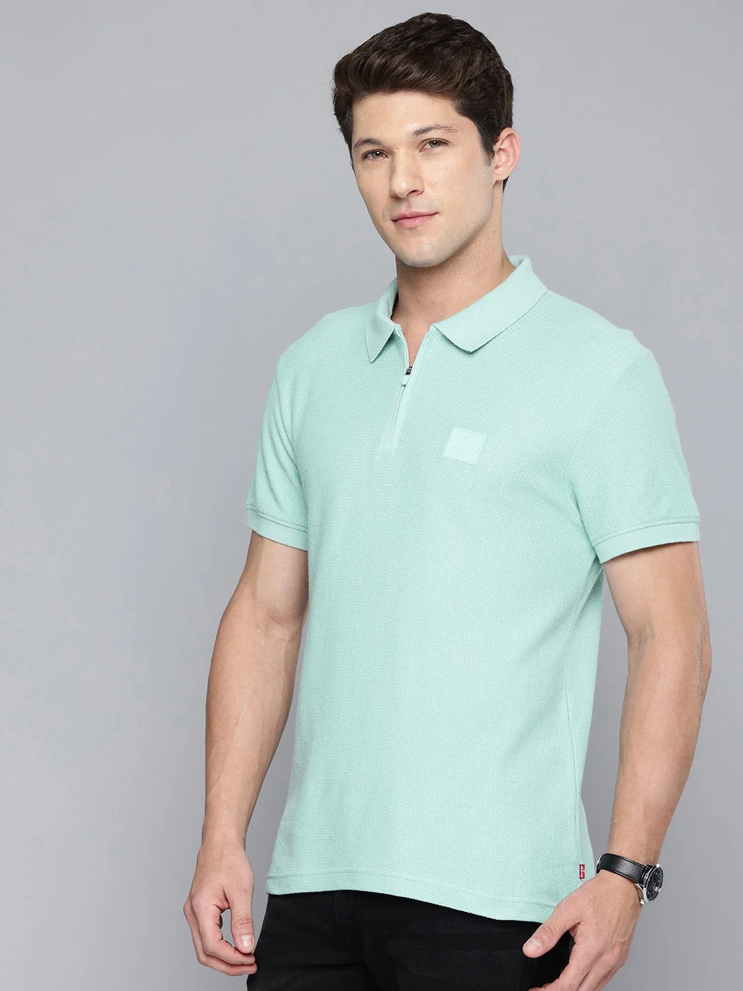 Men's Textured Slim Fit Polo T-Shirt - Image 3