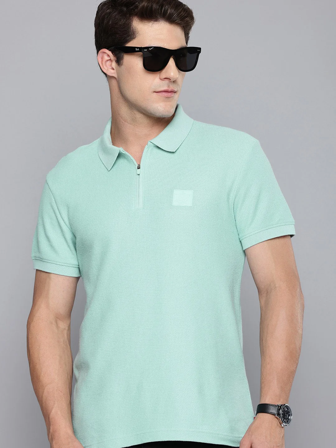 Men's Textured Slim Fit Polo T-Shirt - Image 5