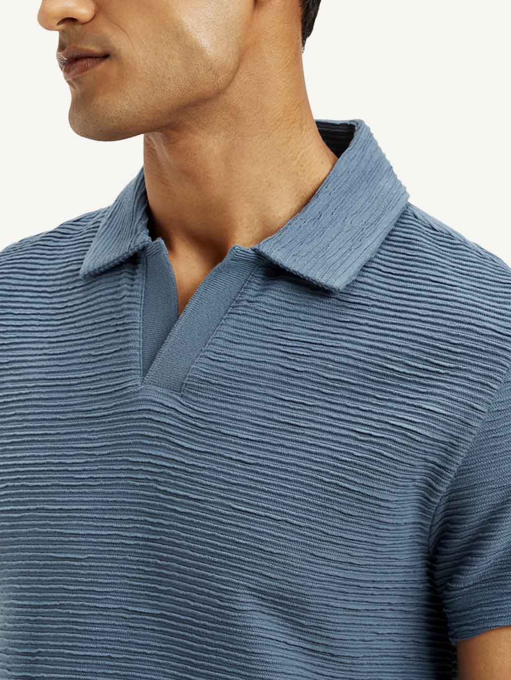 Men's Textured Slim Fit Polo Corduroy T-shirt - Image 4
