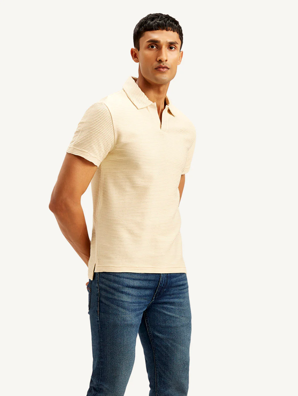 Men's Textured Slim Fit Polo Corduroy T-shirt - Image 5