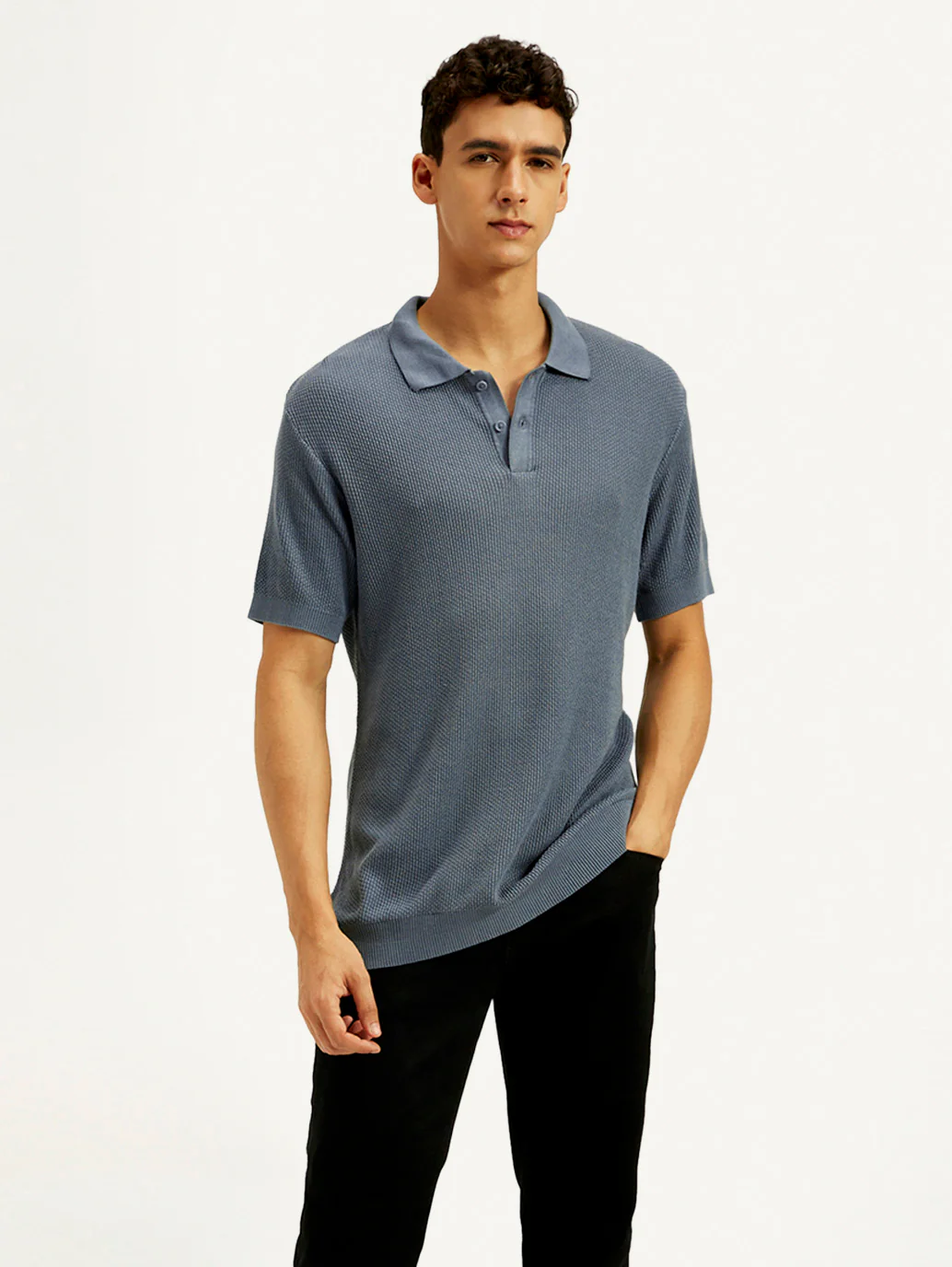 Men's Redloop Textured Slim Fit Polo T-Shirt - Image 6