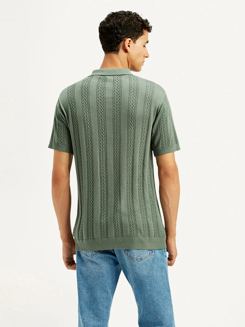 Men's Textured Slim Fit Polo T-Shirt - Image 2