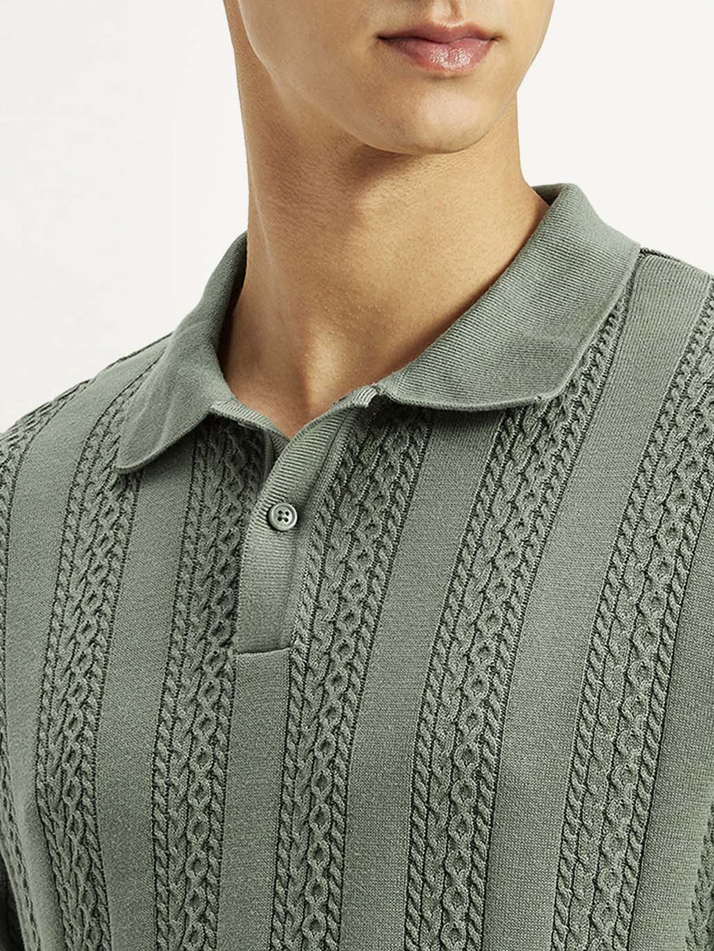Men's Textured Slim Fit Polo T-Shirt - Image 4