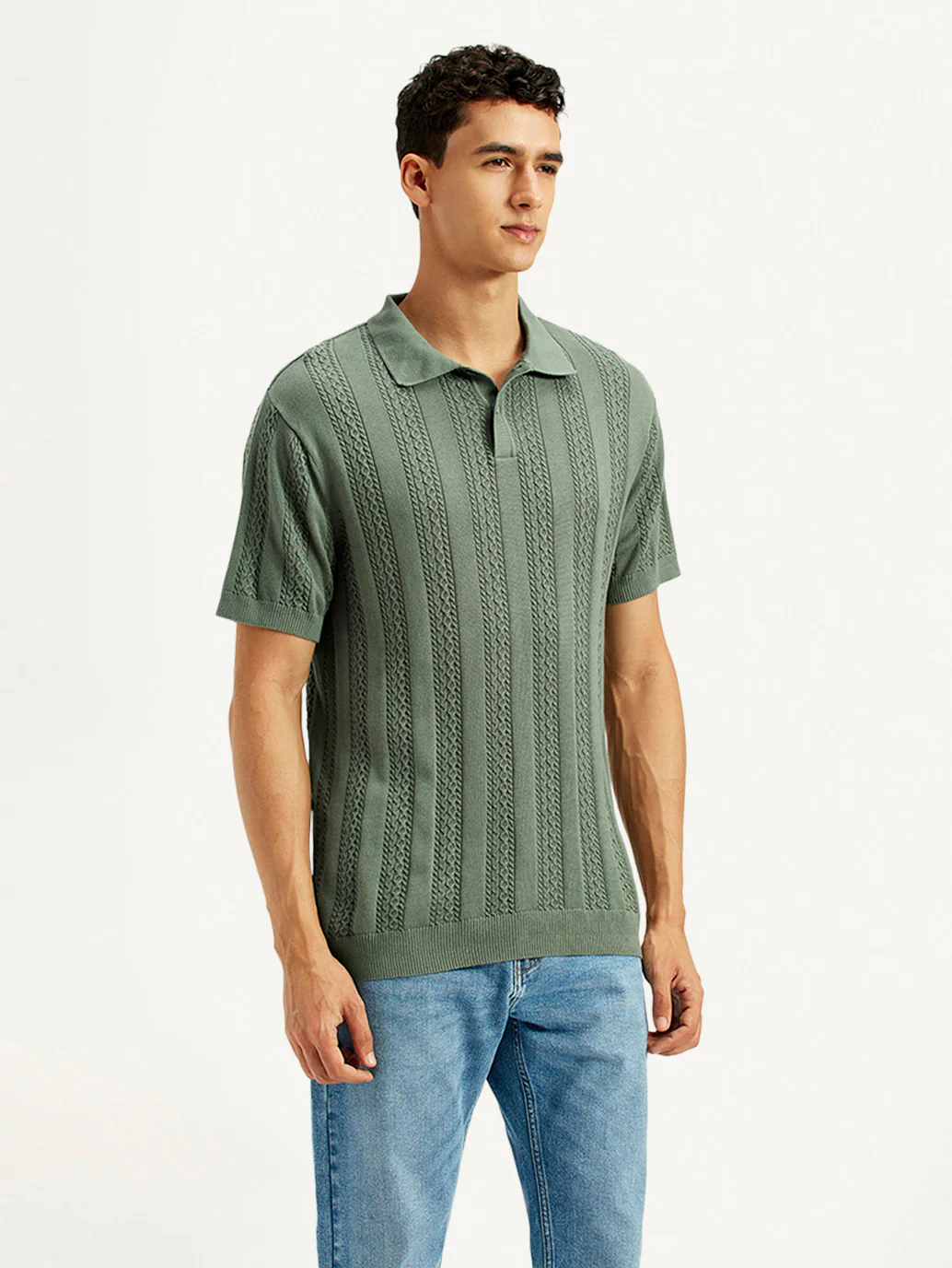 Men's Textured Slim Fit Polo T-Shirt - Image 5