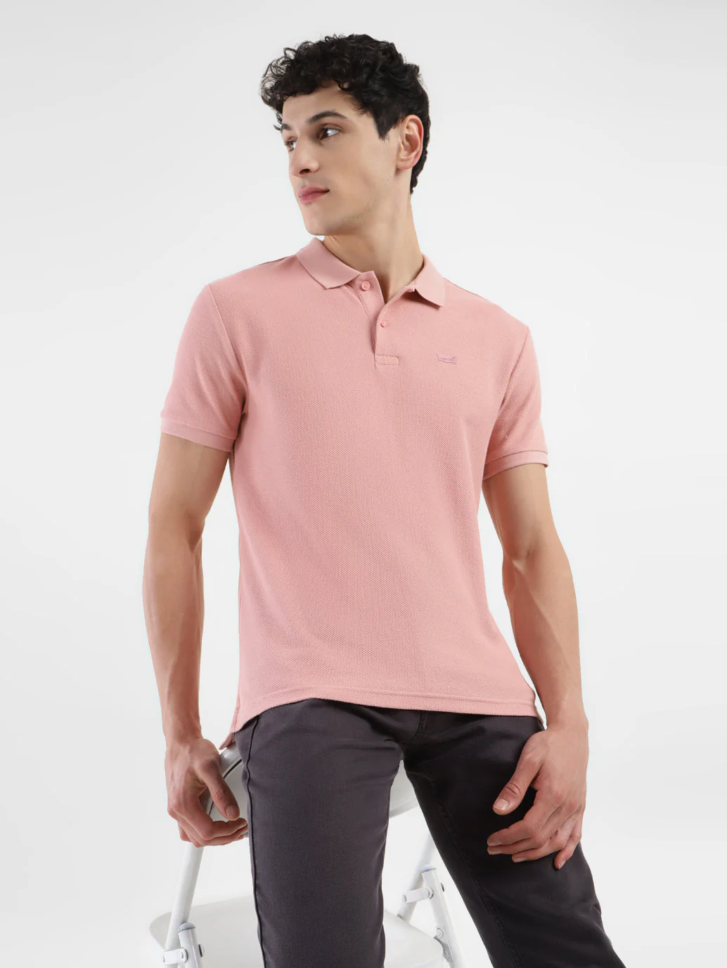 Men's Textured Slim Fit Polo T-Shirt - Image 2