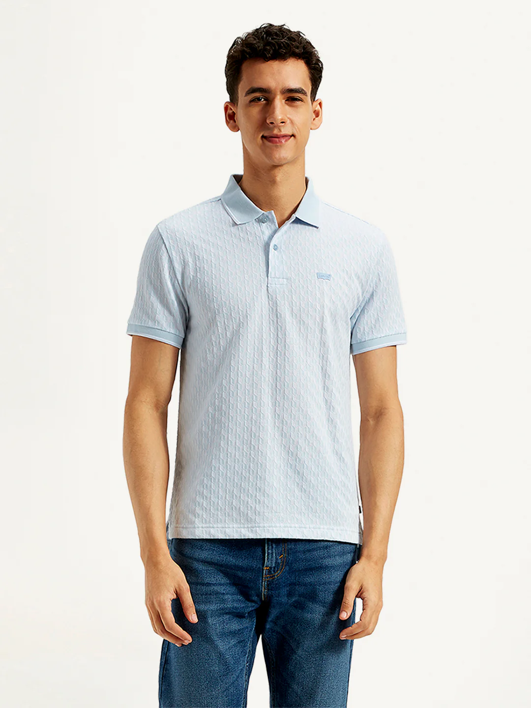 Men's Textured Slim Fit Polo T-Shirt - Image 2