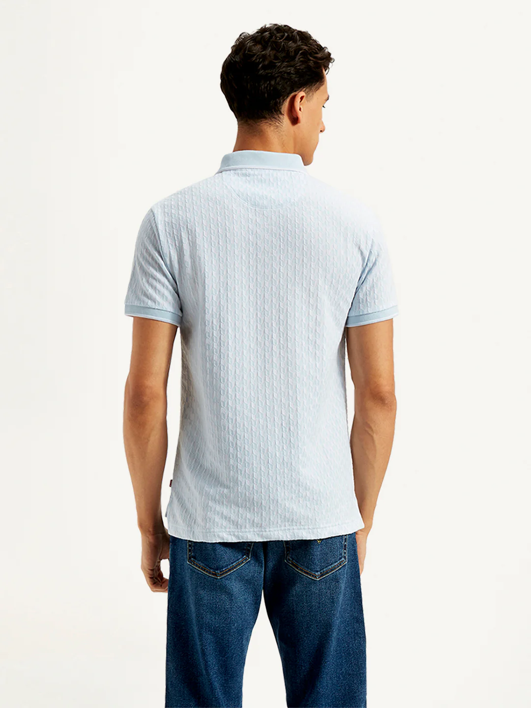 Men's Textured Slim Fit Polo T-Shirt - Image 3