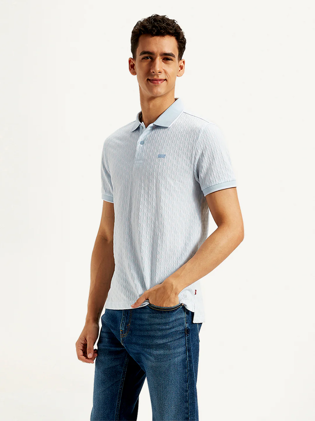 Men's Textured Slim Fit Polo T-Shirt - Image 4