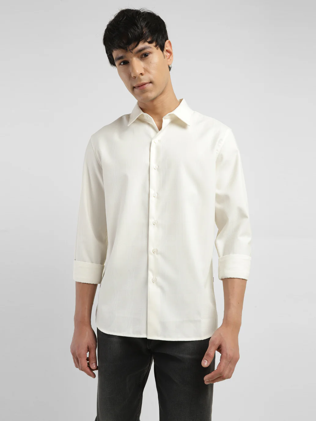 Men's Redloop Textured Spread Collar Shirt - Image 7