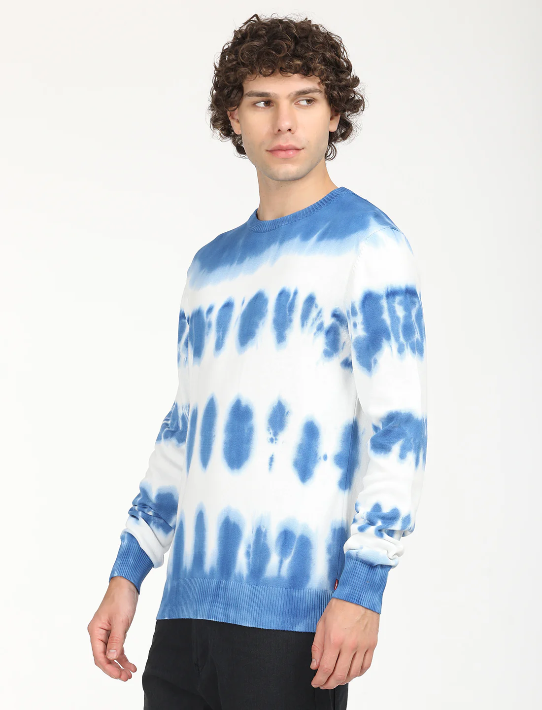 Men's Tie-Dye Blue Crew Neck Sweater - Image 2